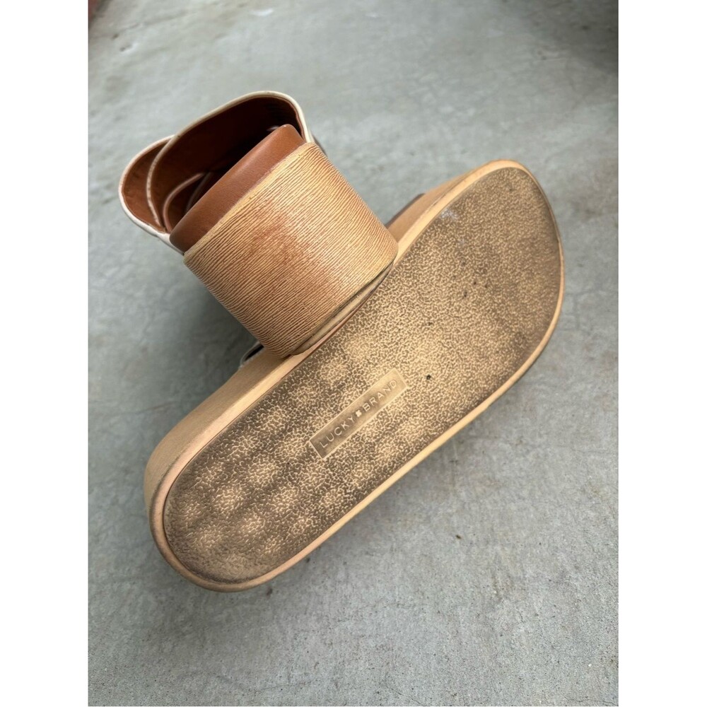 Lucky Brand Dikona Woven Leather Platform Sandals • Boho Wedge Slides • Size 8 - Picture 7 of 11